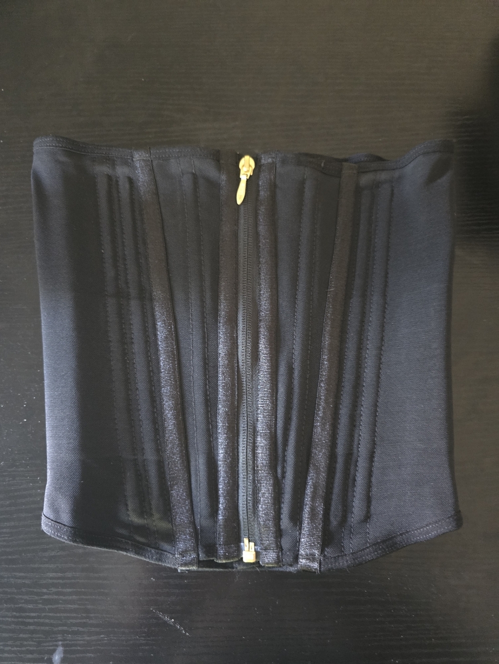 Black Waist Cincher Corset with Gold Zipper